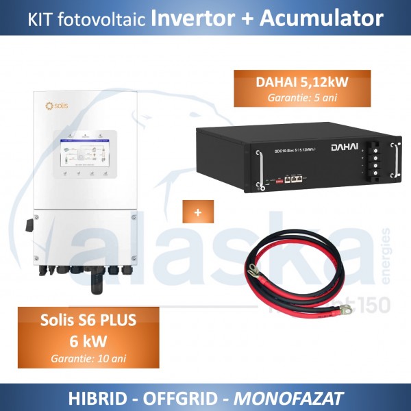 KIT fotovoltaic Invertor Solis S6 PLUS 6kW + Acumulator 5,12kW