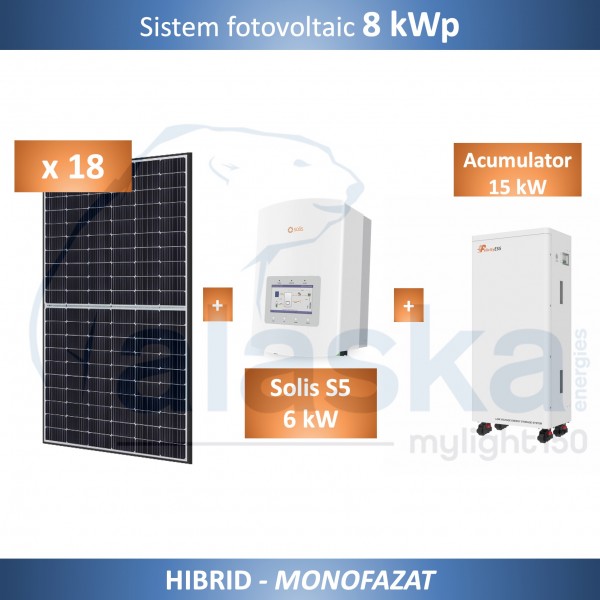 Sistem fotovoltaic 8kWp cu stocare, hibrid